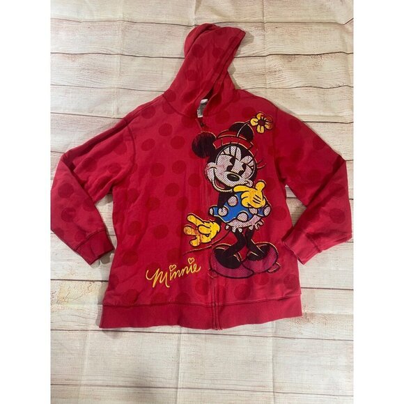 Disney Store Official Merch Red Minnie Mouse Fullo Zip Hooded Sweater - 2XL - Picture 6 of 12
